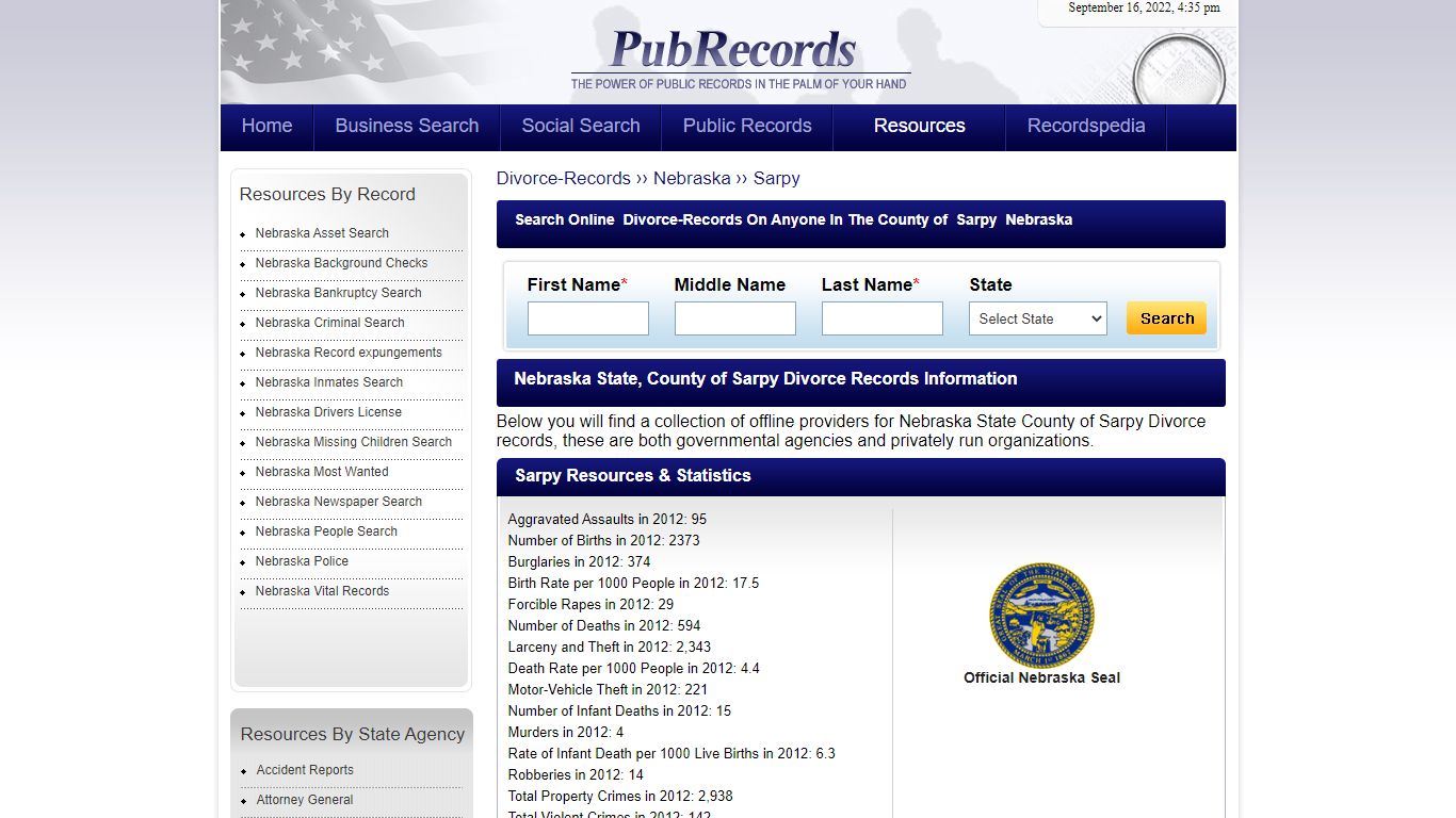 Sarpy County, Nebraska Divorce Records - Pubrecords.com